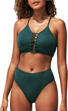 
                        
                          Load image into Gallery viewer, CUPSHE Women’s Bikini Swimsuit Floral Print Lace Up Strappy Two Piece Bathing Suit
                        
                      