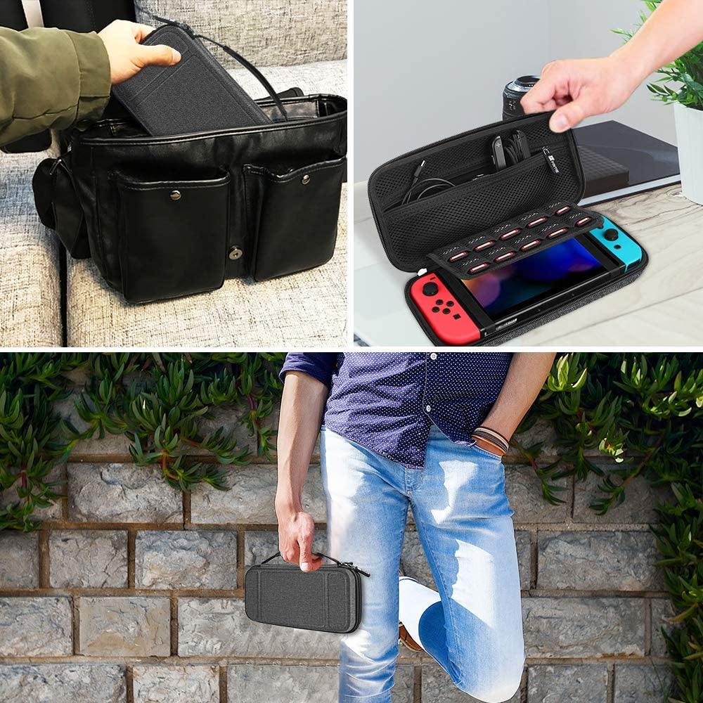 Fintie Carry Case for Nintendo Switch - [Shockproof] Hard Shell Protective Cover Travel Bag w/10 Game Card Slots - JOY2ESpree