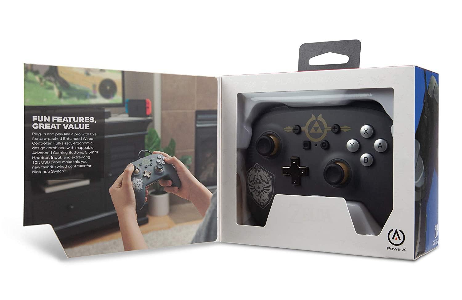 PowerA Enhanced Wired Controller for Nintendo Switch - Mario White, Gamepad, Wired Video Game Controller, Gaming Controller - Nintendo Switch - JOY2ESpree