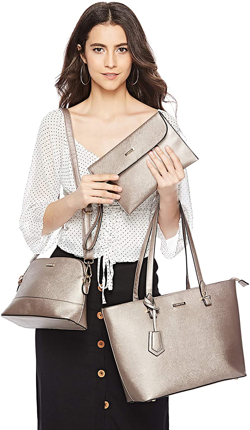 Women Fashion Handbags Wallet Tote Bag Shoulder Bag Top Handle Satchel Purse Set 4pcs