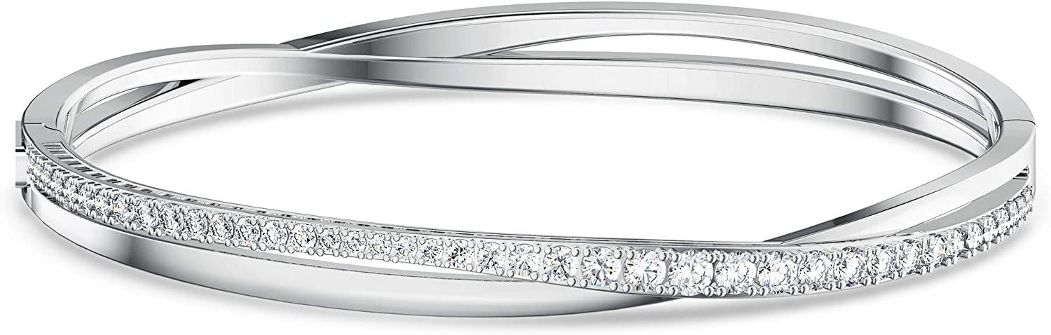SWAROVSKI Women's Twist Rows Bracelet Collection, Rhodium Finish, Clear Crystals - JOY2ESpree