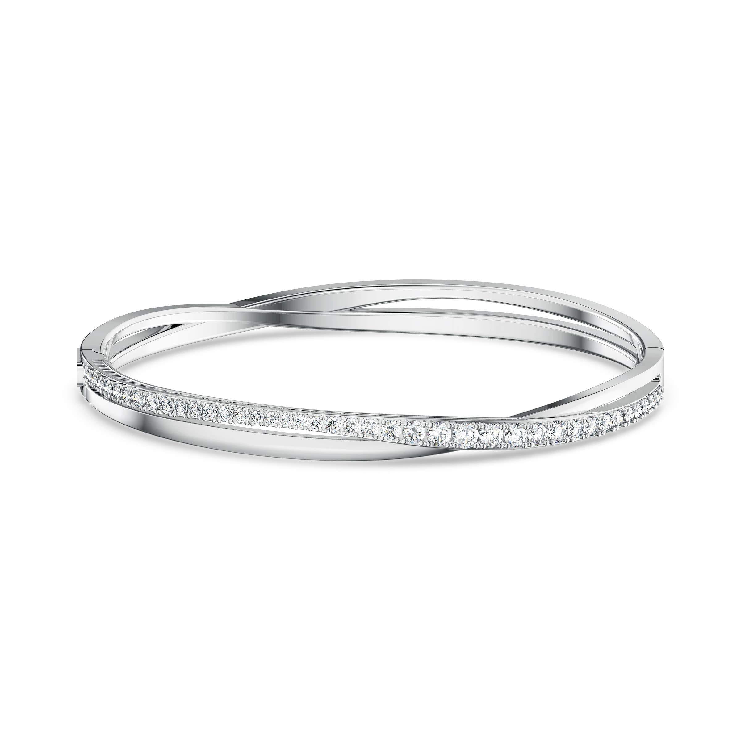 SWAROVSKI Women's Twist Rows Bracelet Collection, Rhodium Finish, Clear Crystals - JOY2ESpree