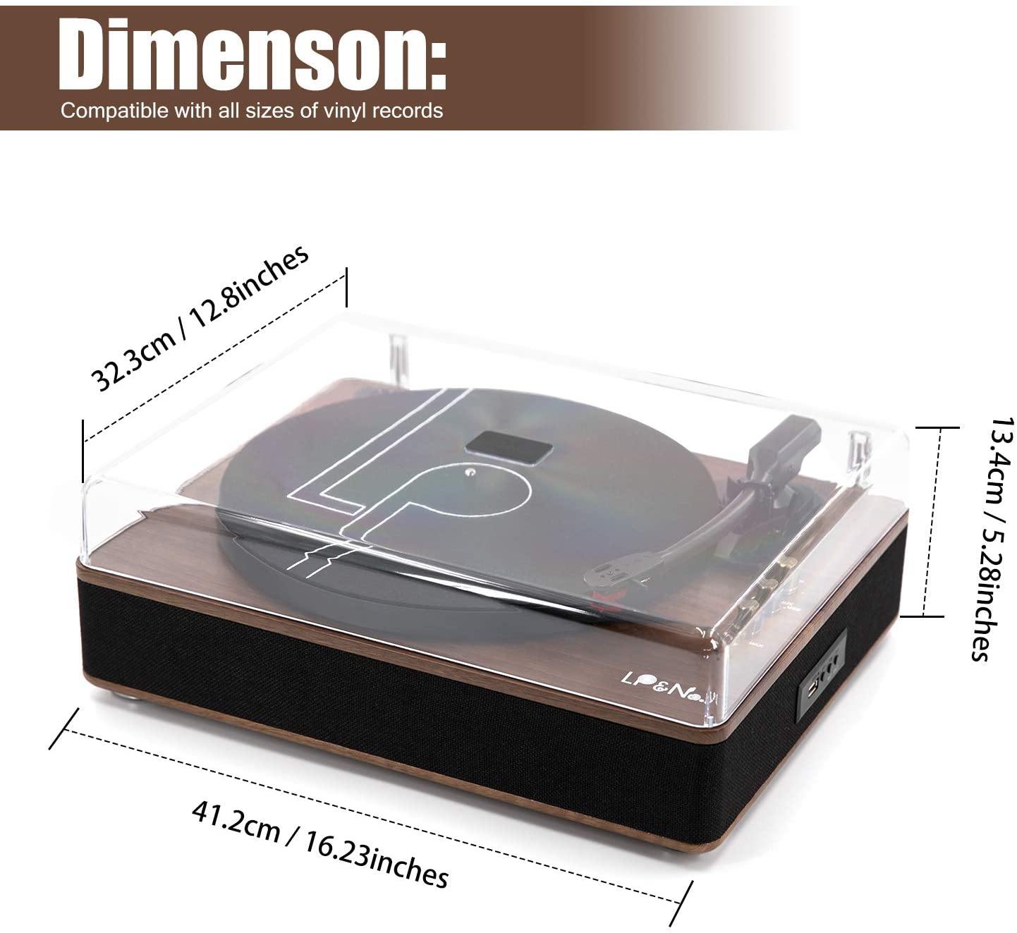LP&NO.1 Record Player, Classic Bluetooth Turntable with USB Recording - JOY2ESpree