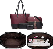 
                        
                          Load image into Gallery viewer, Women Fashion Handbags Wallet Tote Bag Shoulder Bag Top Handle Satchel Purse Set 4pcs
                        
                      