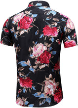 
                        
                          Load image into Gallery viewer, LEFTGU Men's Slim fit Floral Printed Beach Hawaiian Button-Down Dress Shirt
                        
                      