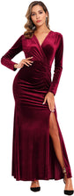 
                        
                          Load image into Gallery viewer, Ababalaya Long Sleeve Wrap Velvet Long Formal Dresses Cocktail Dress
                        
                      