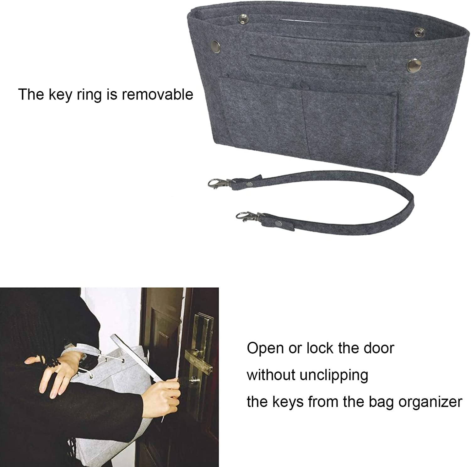YIICOOLY Felt Tote Handbag Purse Organizer Insert Divider Shaper Bag in Bag
