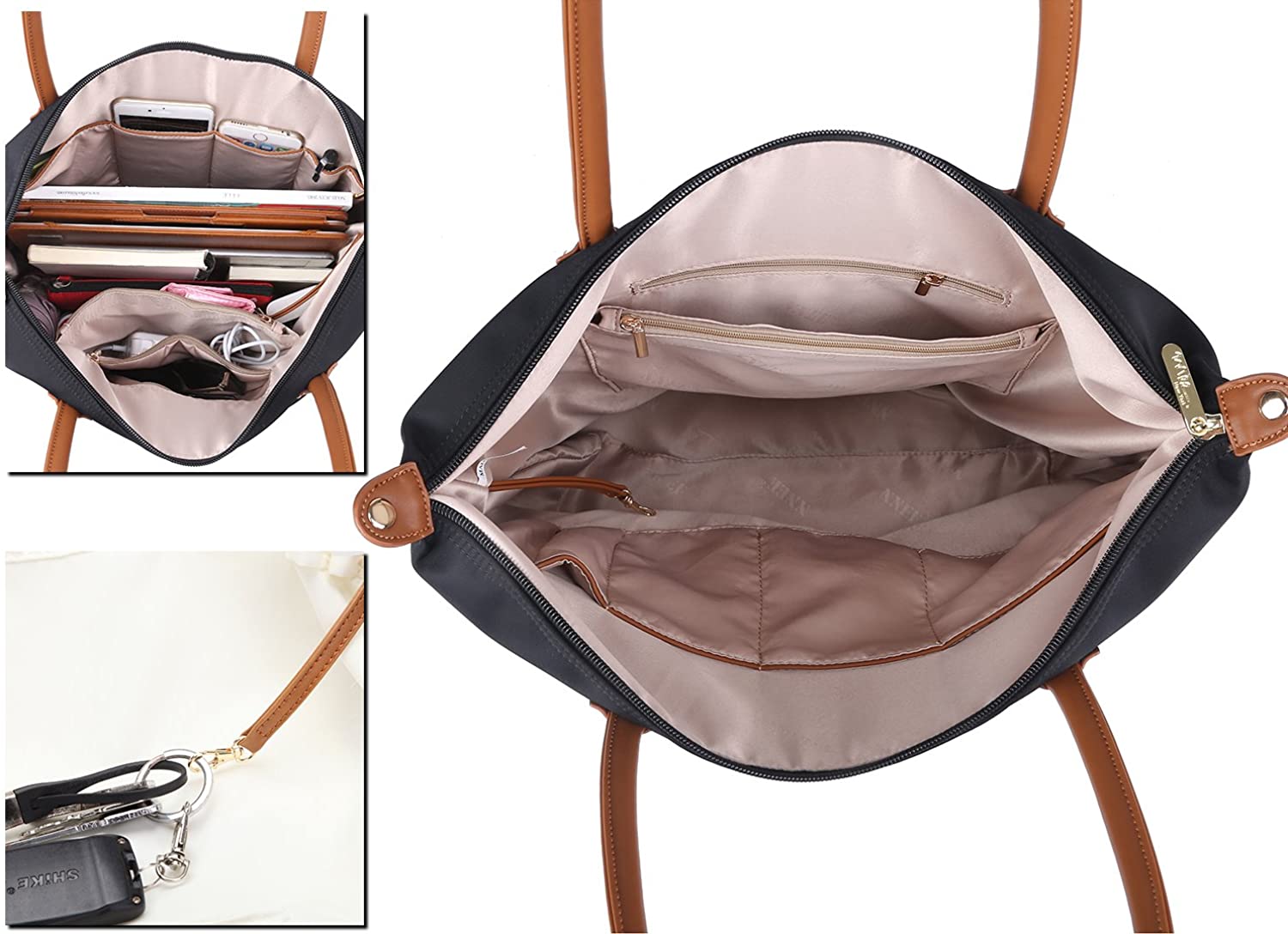 NNEE Water Resistance Nylon Tote Bag & Multiple Pocket Design