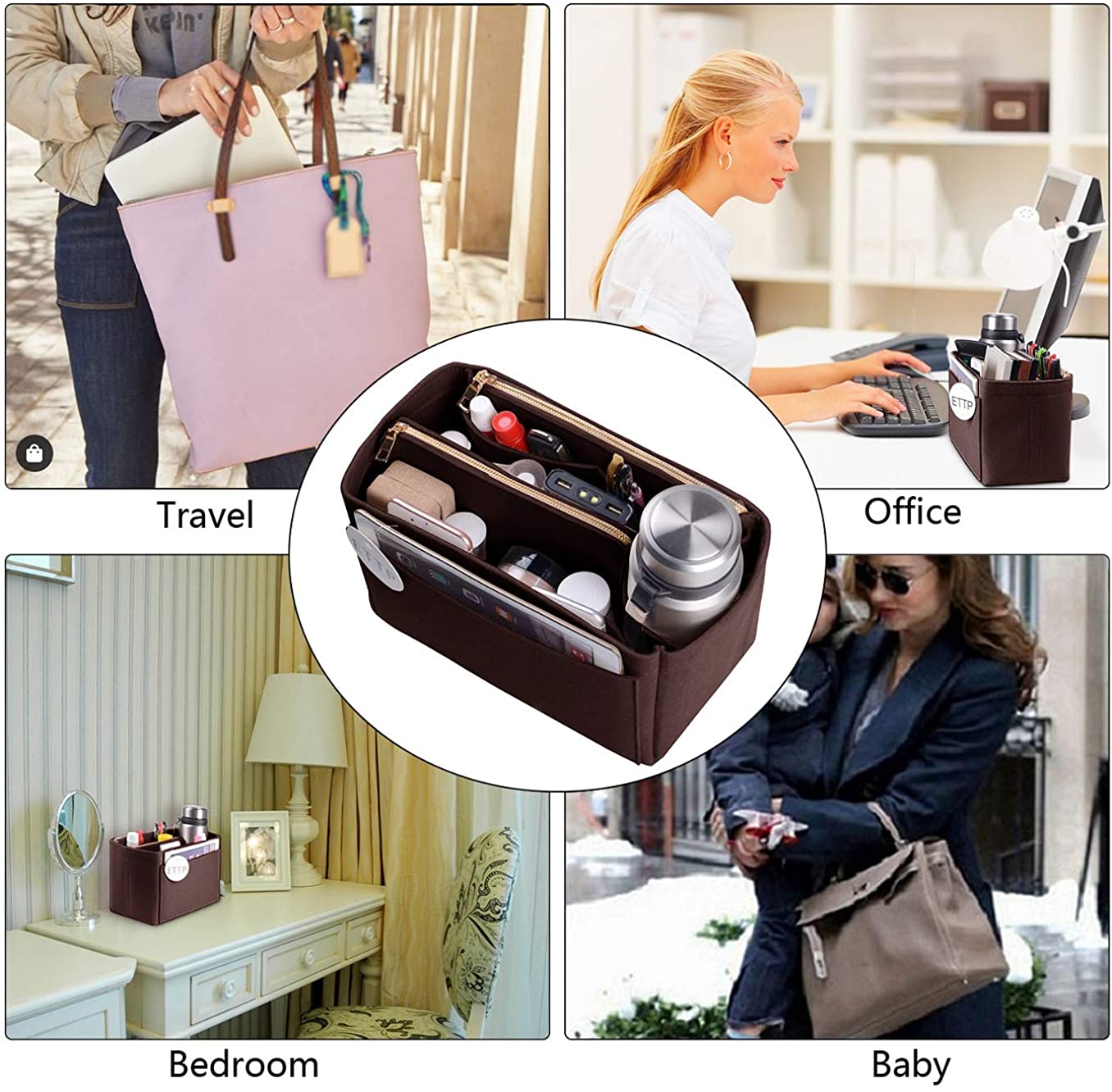 Purse Organizer, Felt Bag Organizer Insert Purse Organizer For LV Speedy, Neverfull, Tote, Handbag,Shaper 3 Sizes