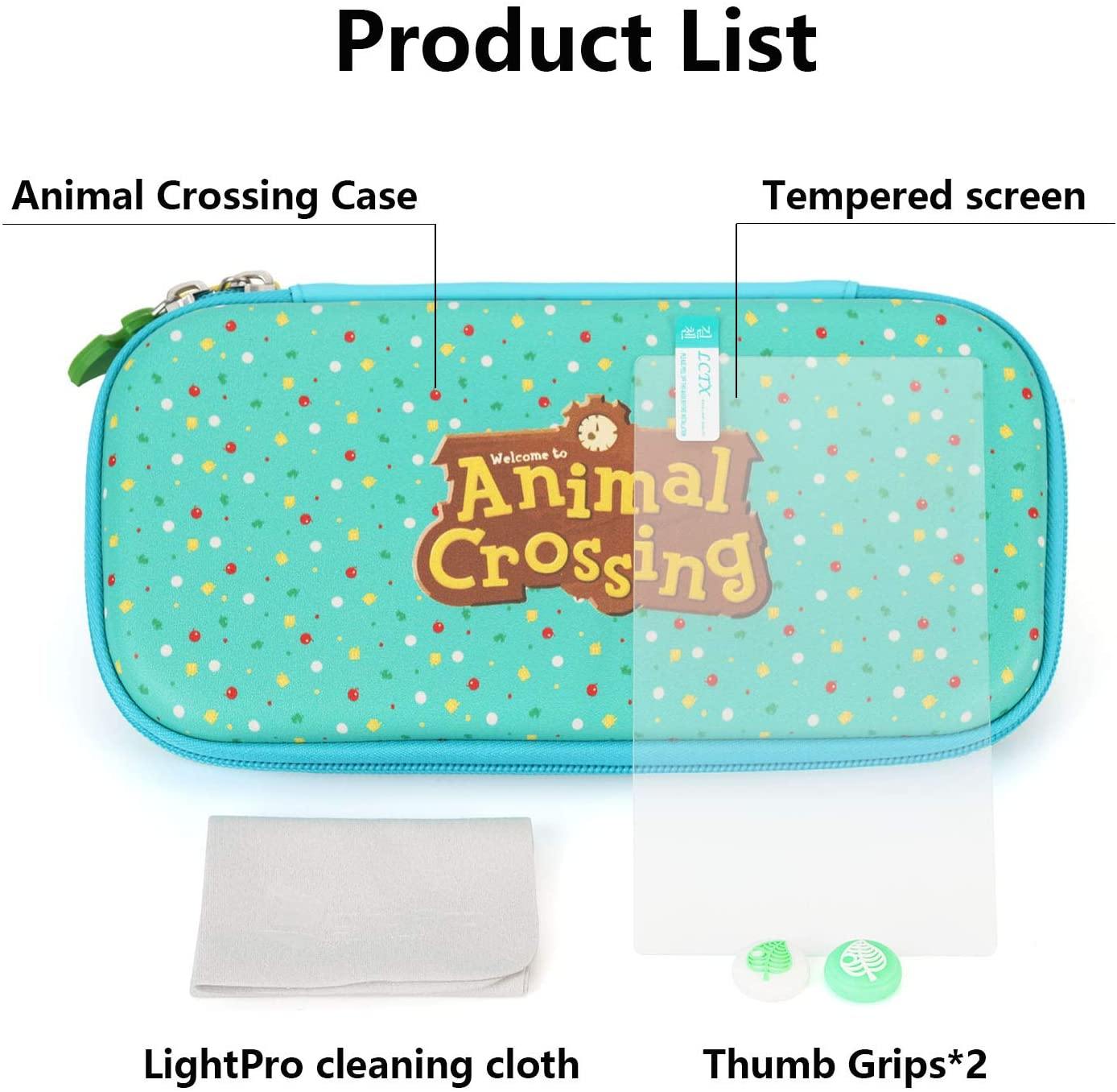 Carrying Case for Nintendo Switch - Cute Animal Crossing Portable Slim Travel Bag fit Switch Console & Game Accessories (White) - JOY2ESpree
