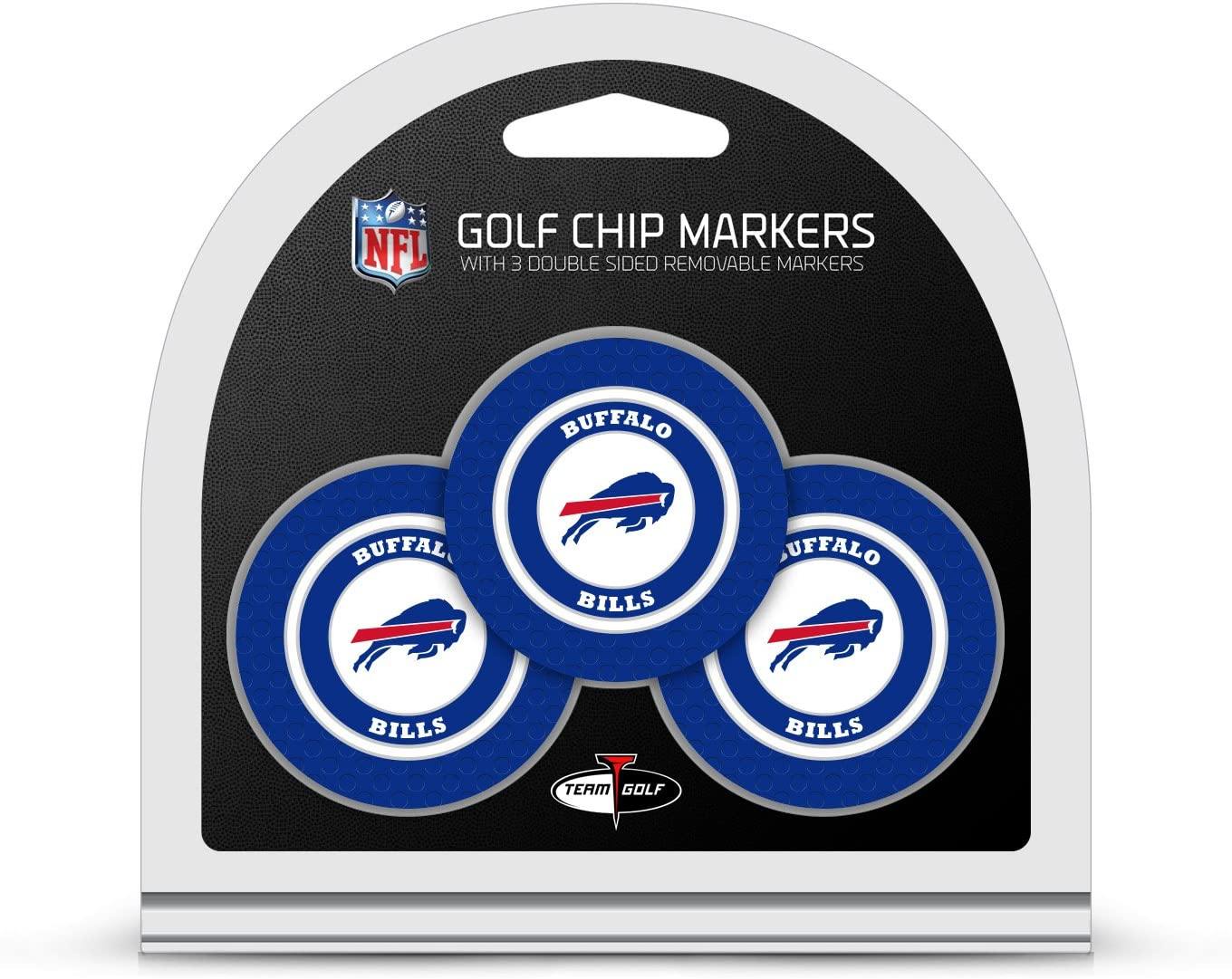 Team Golf NFL Golf Chip Ball Markers (3 Count), Poker Chip Size with Pop Out Smaller Double-Sided Enamel Markers - JOY2ESpree