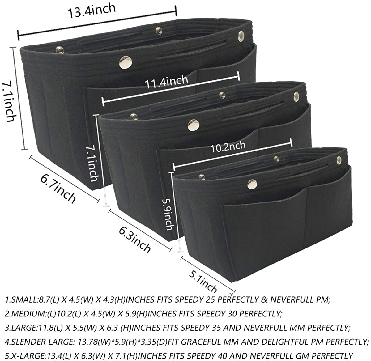 Felt Purse Organizer Insert Bag organizer Multi Pocket Bag in Bag Organizer Shaper