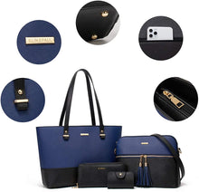 
                        
                          Load image into Gallery viewer, Women Fashion Handbags Wallet Tote Bag Shoulder Bag Top Handle Satchel Purse Set 4pcs
                        
                      