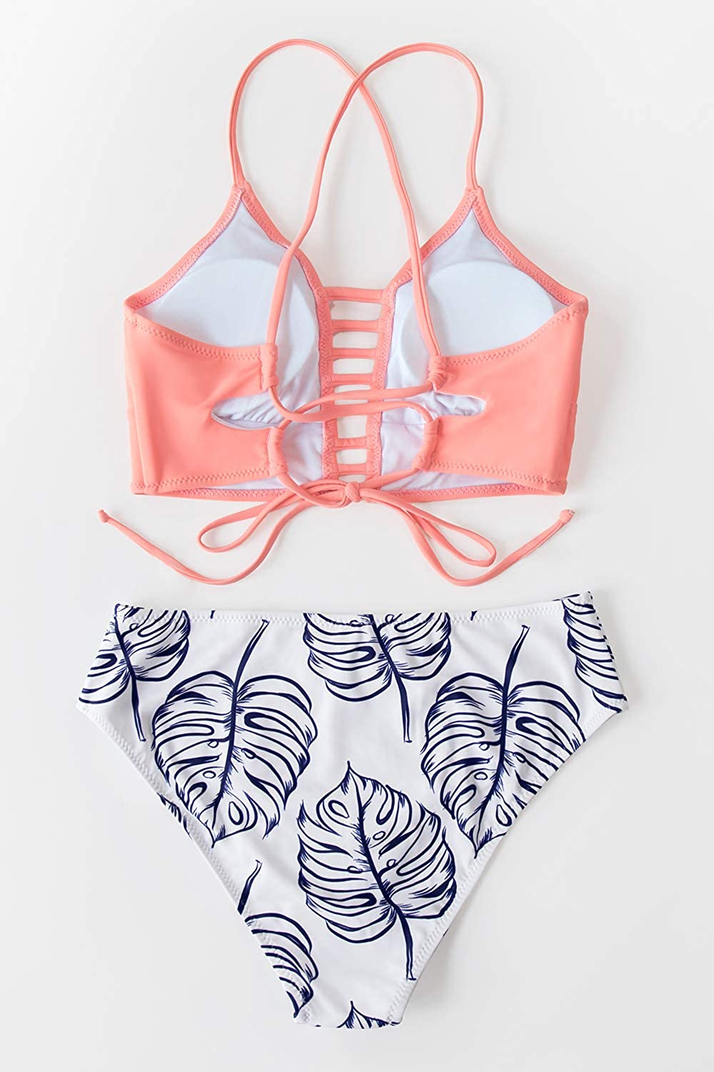 CUPSHE Women’s Bikini Swimsuit Floral Print Lace Up Strappy Two Piece Bathing Suit