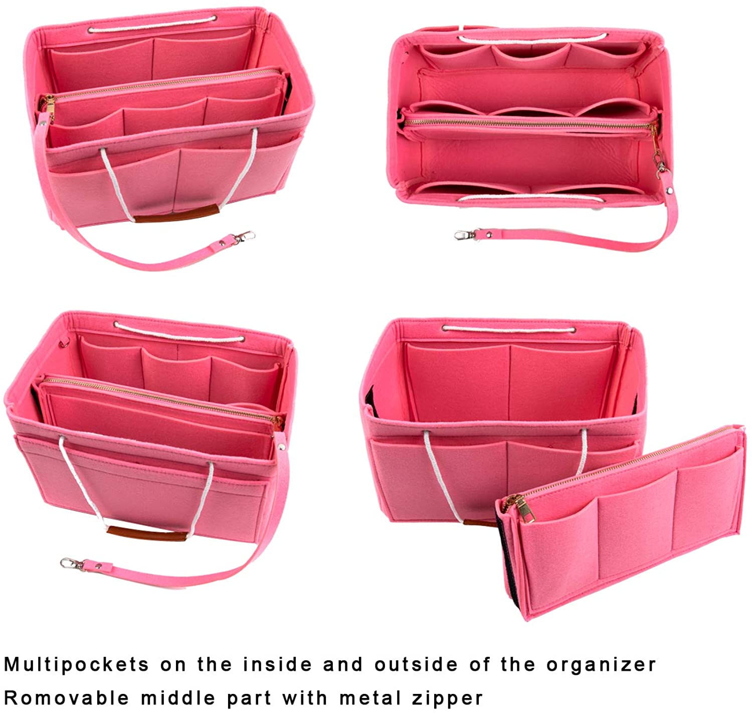Purse Bag Organizer Insert with Lots of Different Size Spaces Divider Shaper for Speedy Shoulder Hobo Bag Keep Stuff Organized