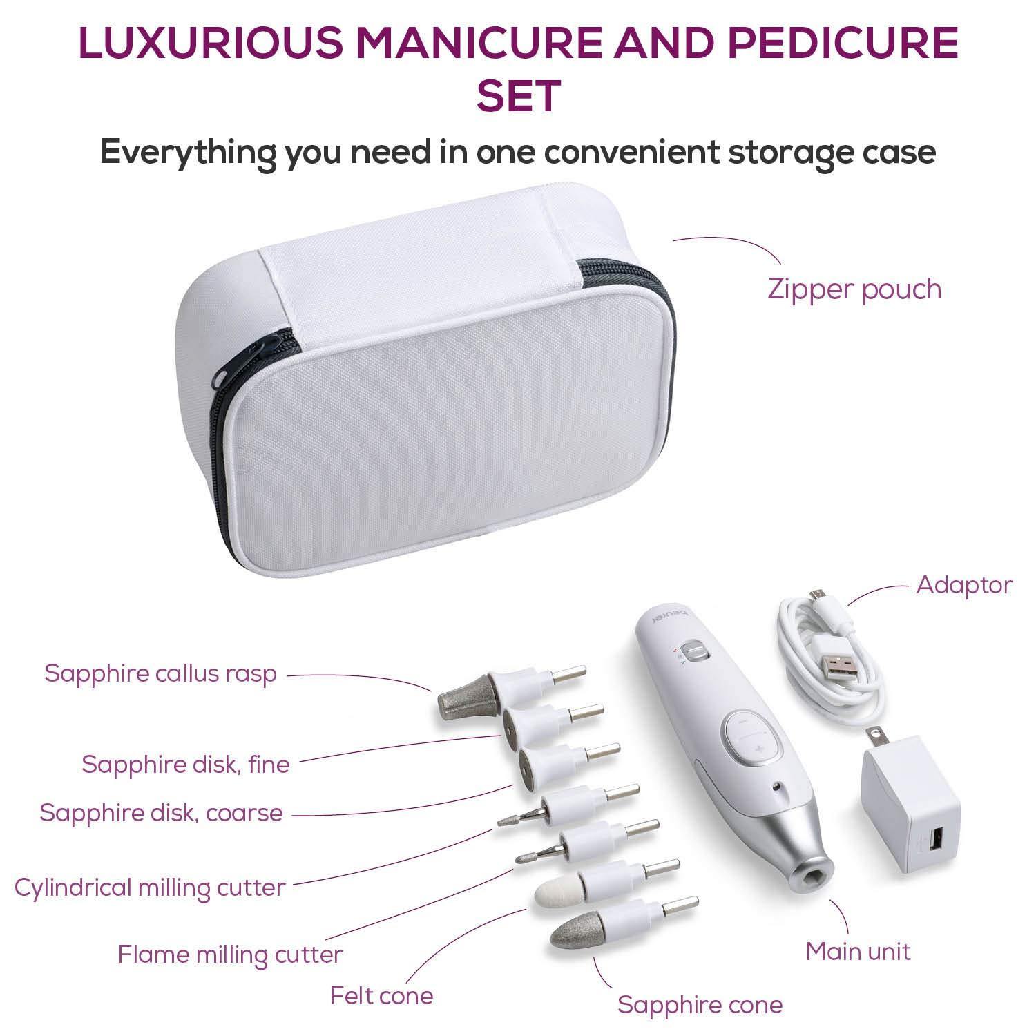 Beurer 14-piece Professional Manicure & Pedicure Nail Drill Kit, Cordless