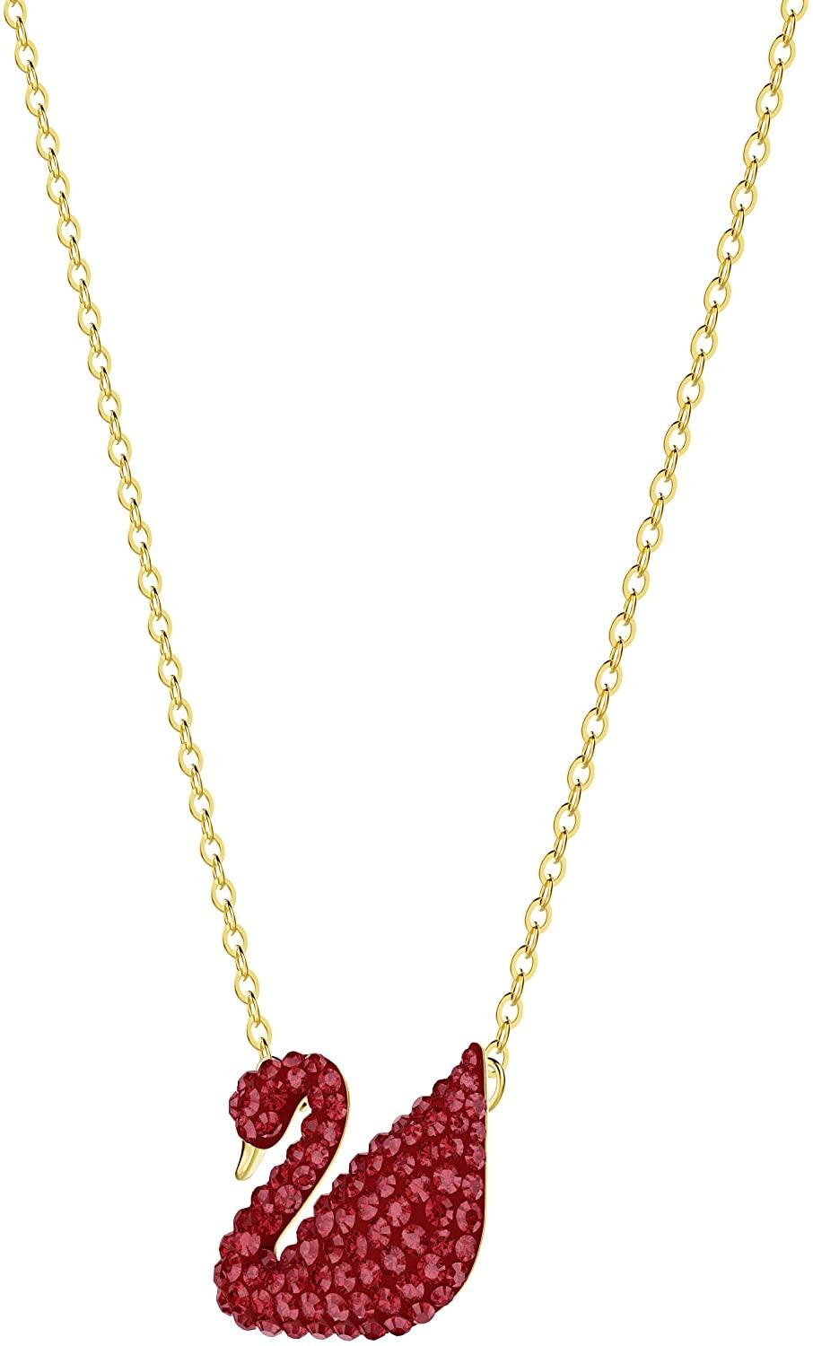 SWAROVSKI Women's Iconic Swan Jewelry Collection, Rose Gold Tone Finish, Red Crystals - JOY2ESpree