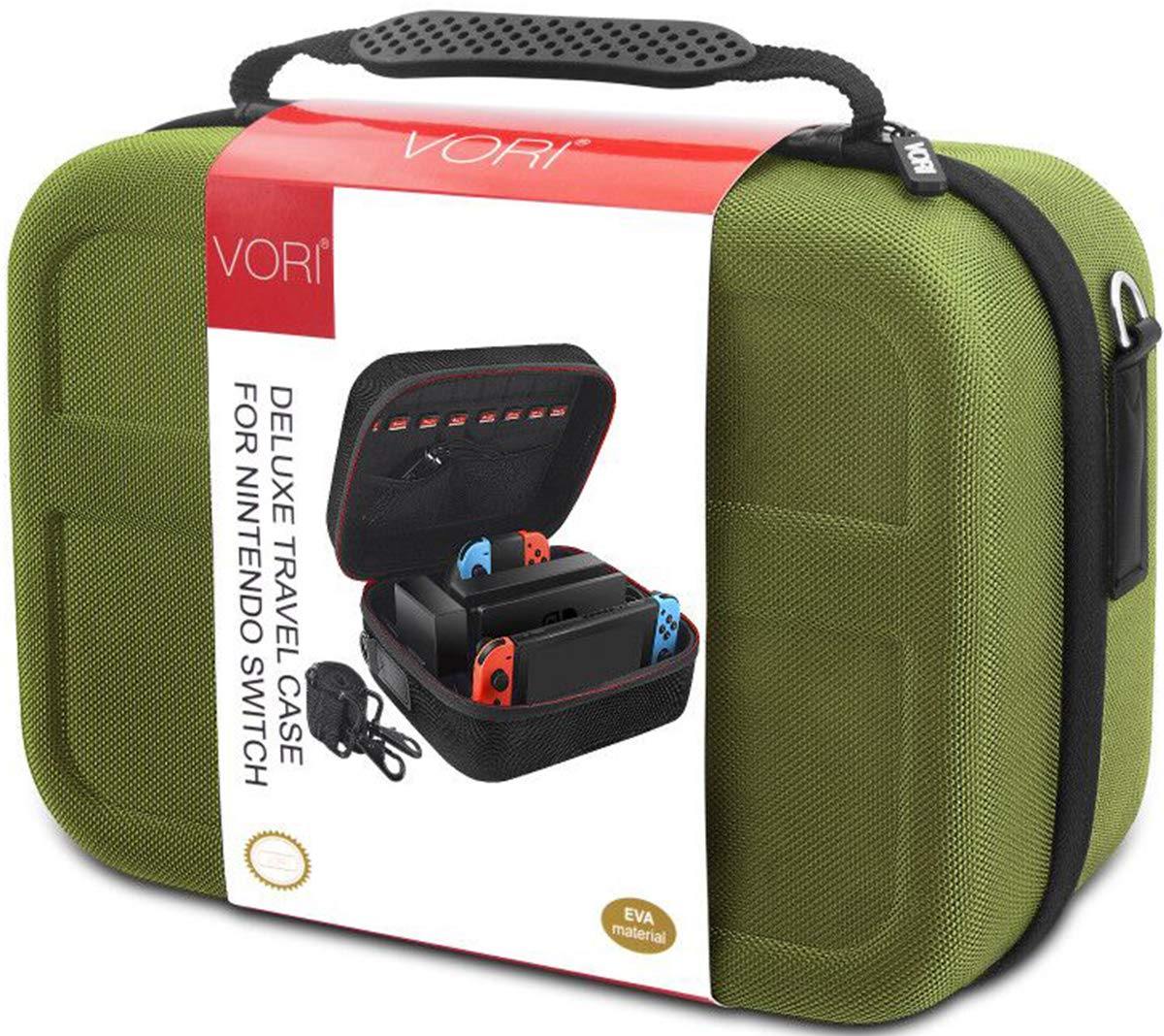 Carrying Case for Nintendo Switch, VORI Travel Games Storage Bag for Nintendo Switch Console & Accessories, Army Green - JOY2ESpree