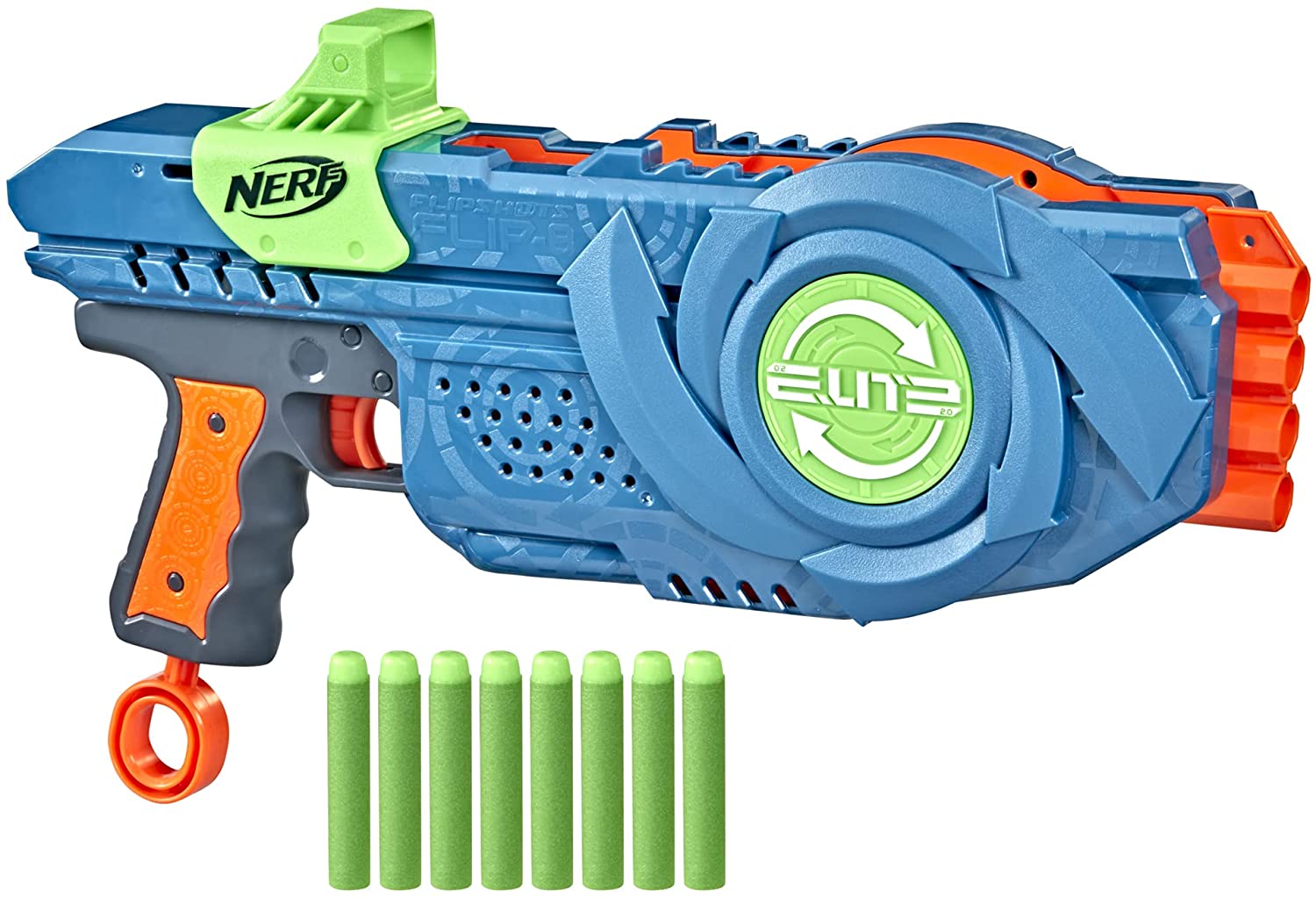 NERF Elite 2.0 Flipshots Flip-8 Blaster with 8 Dart Barrels That Flip to Double Your Firepower, 8-Dart Capacity, 8 Official Elite Darts