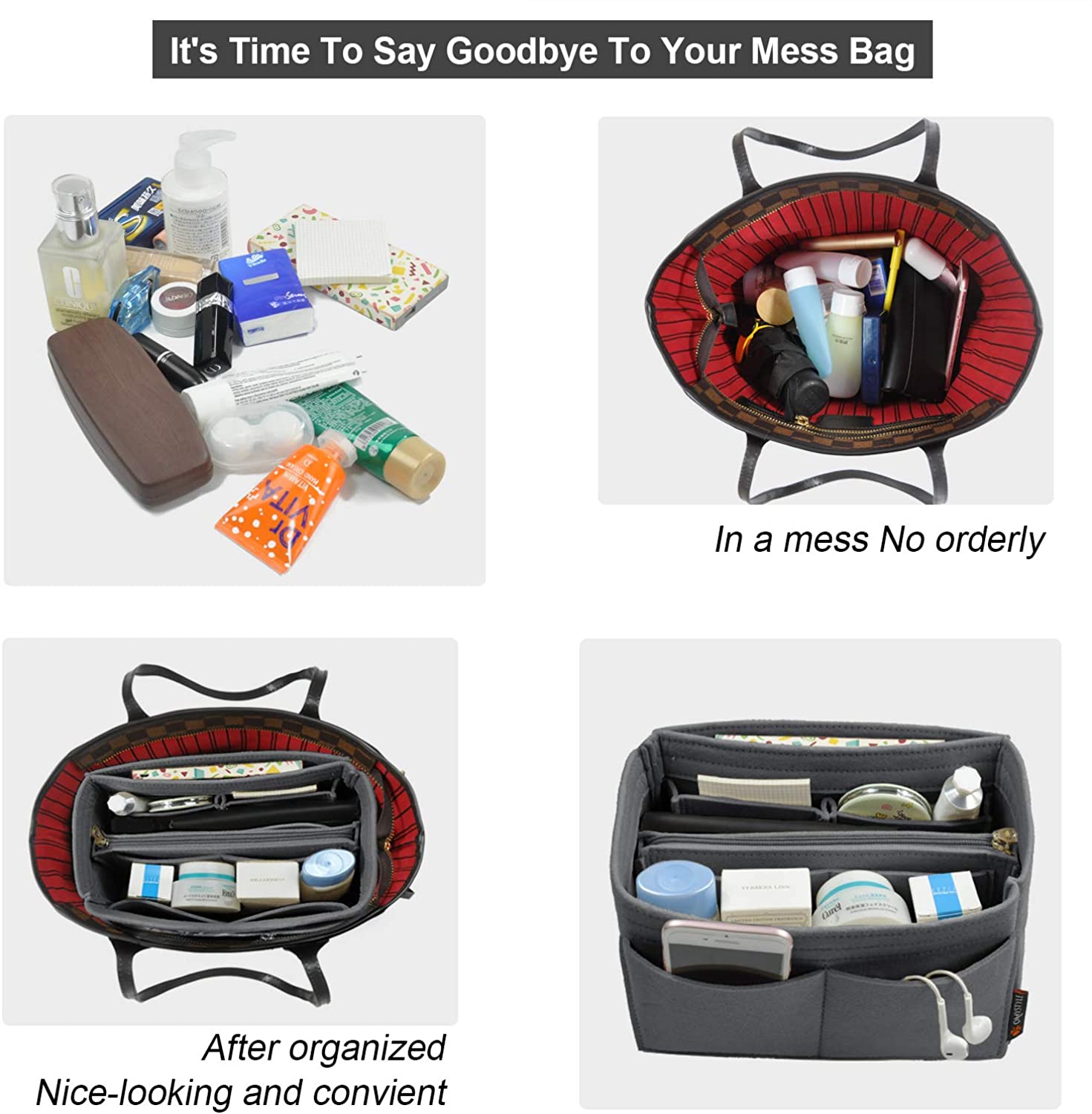 Purse Organizer Insert, Handbag & Tote Organizer, Bag in Bag, Perfect for Speedy Neverfull and More