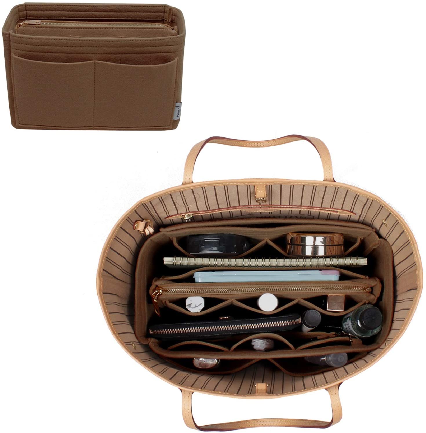 Purse Organizer Insert, Bag Organizer, Bag in Bag, Perfect for Speedy Neverfull and More, 5 Size (X-Large, Black)
