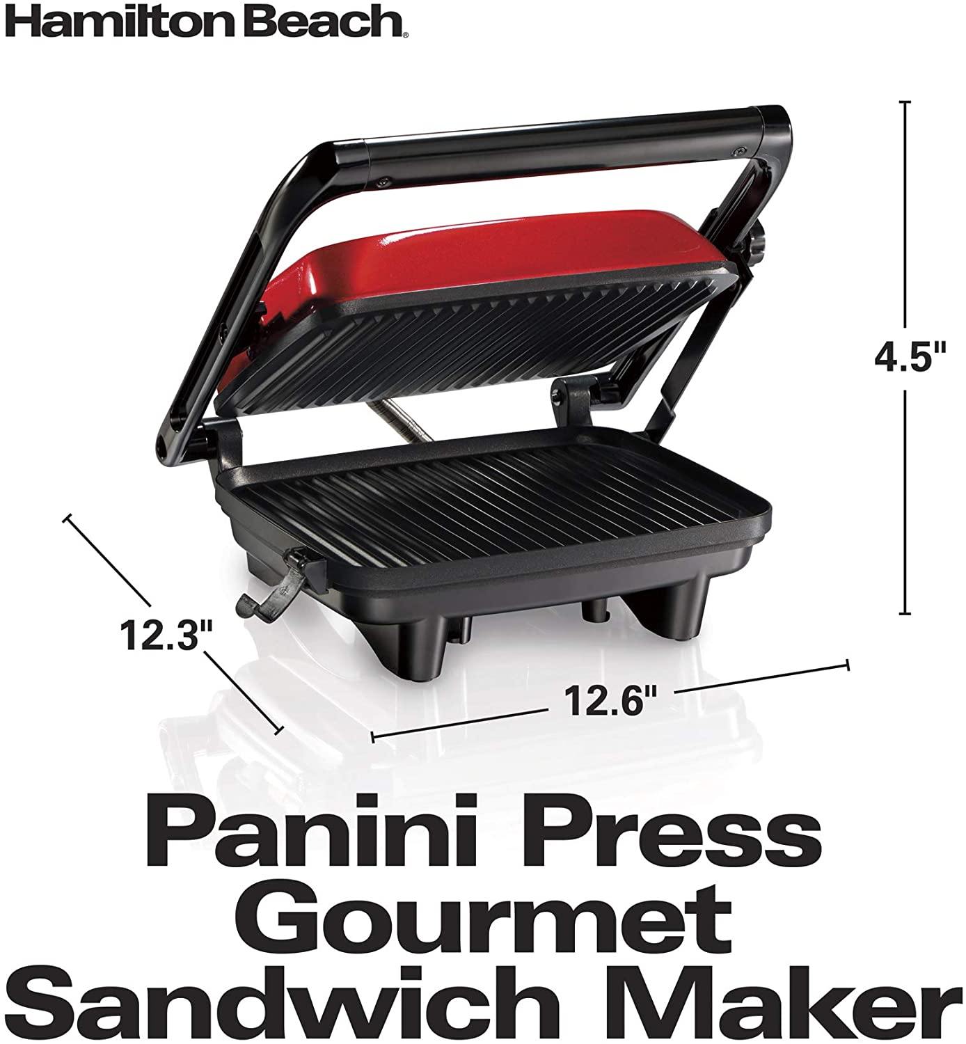 Hamilton Beach Panini Press, Sandwich Maker & Electric Indoor Grill, Upright Storage, Nonstick Easy Clean Grids, Stainless Steel (25410) - JOY2ESpree