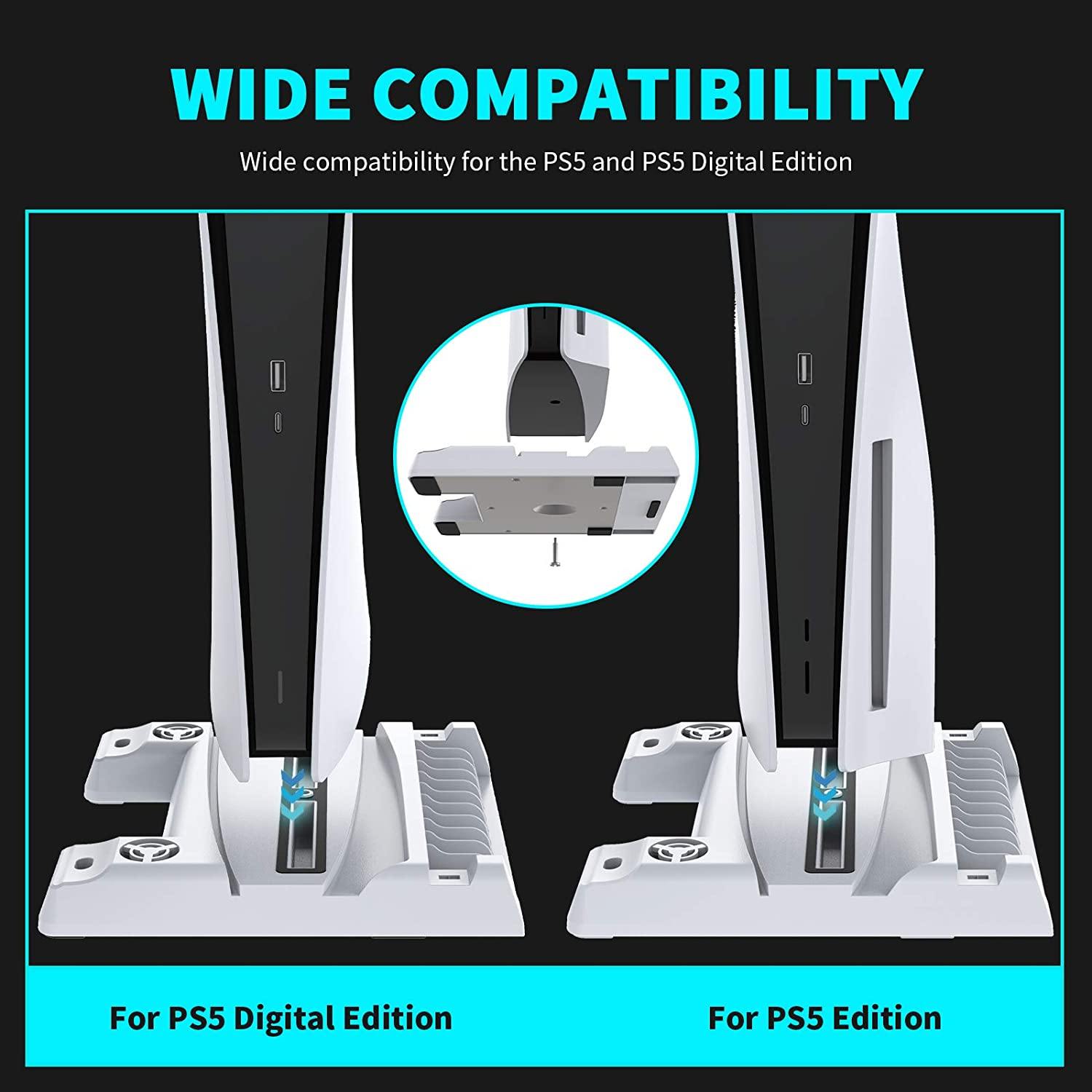 NexiGo PS5 Accessories Stand with Cooling Station for Playstation 5 Disc & Digital Editions - JOY2ESpree