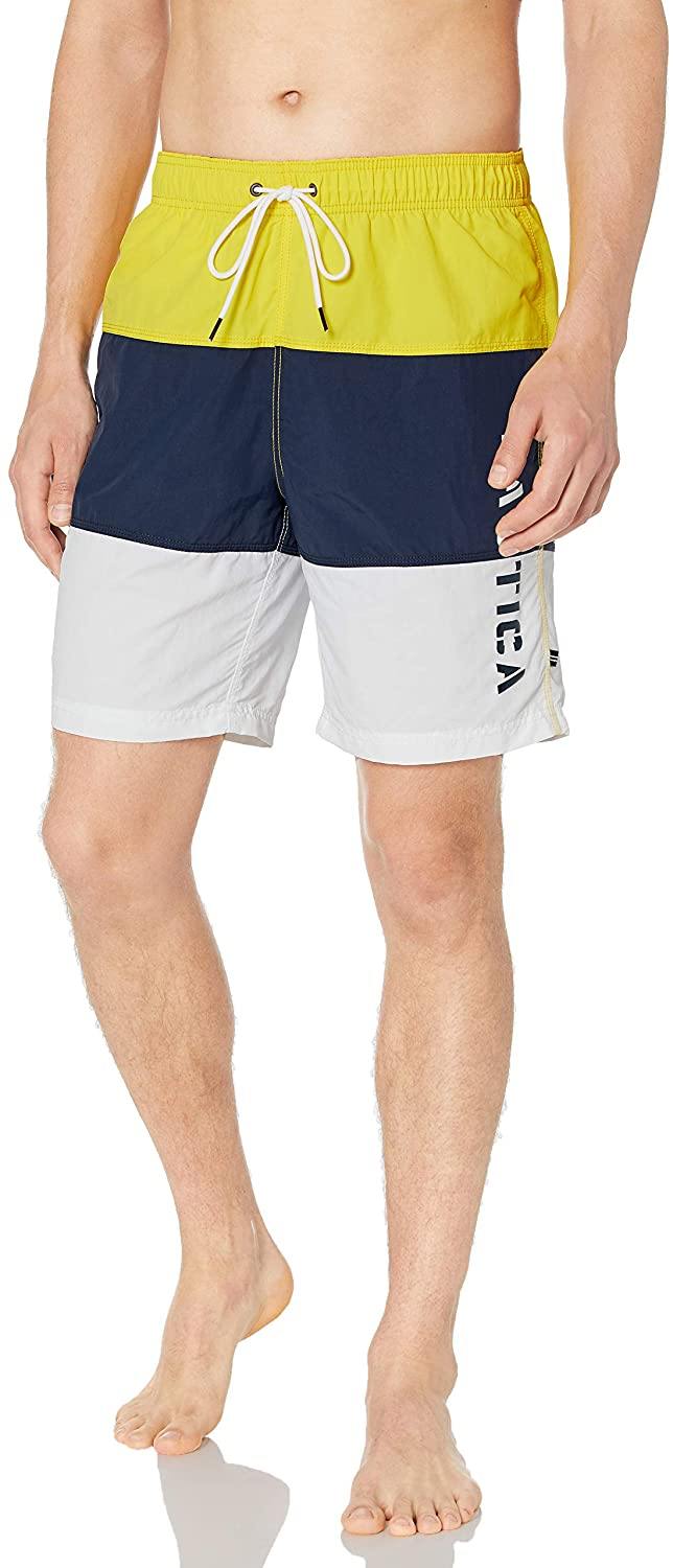 Nautica Men's Quick Dry Classic Logo Tri-Block Series Swim Trunk - JOY2ESpree
