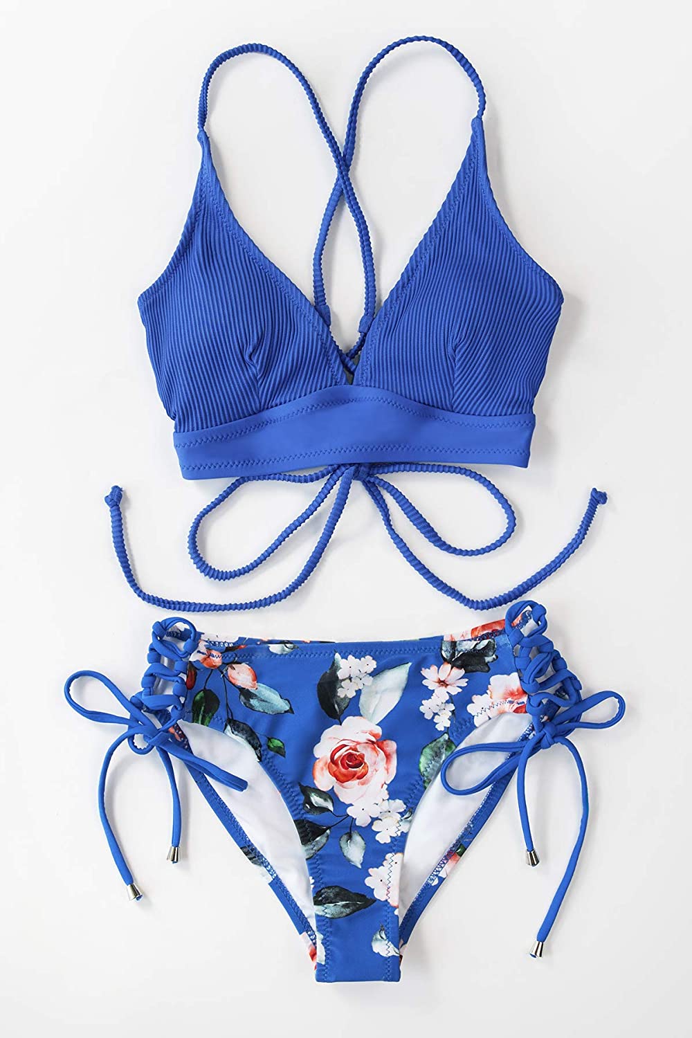 CUPSHE Women's Lace Up Bikini Swimsuit Adjustable Shoulder Straps Sets