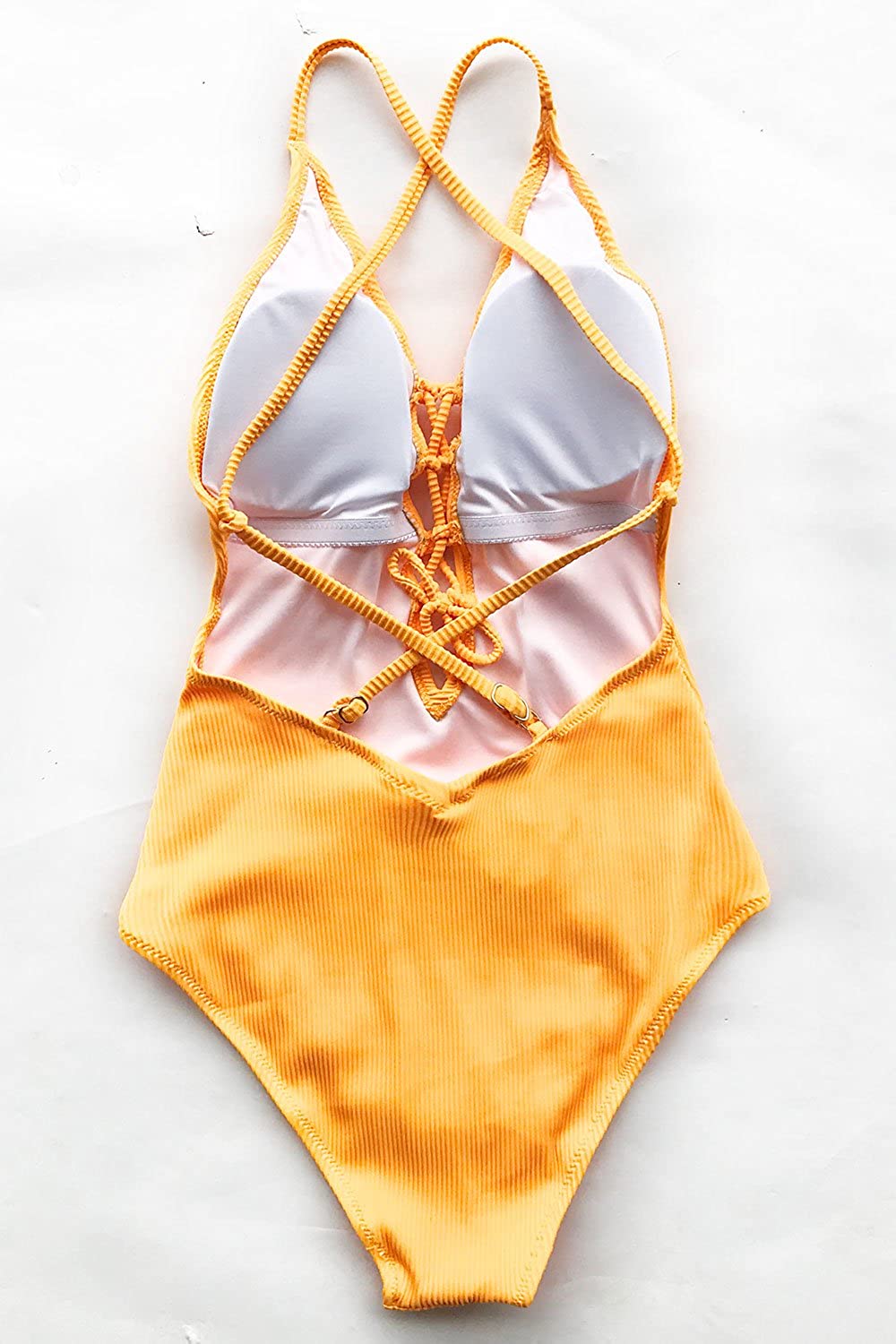 CUPSHE Women's Solid Color V Neck Lace Up One Piece Swimsuit