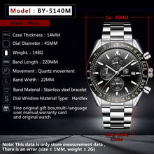 
                        
                          Muat gambar ke penampil Galeri, BENYAR Chronograph Mens Watch Quartz Movement 30M Waterproof | Leather Watch Strap
                        
                      