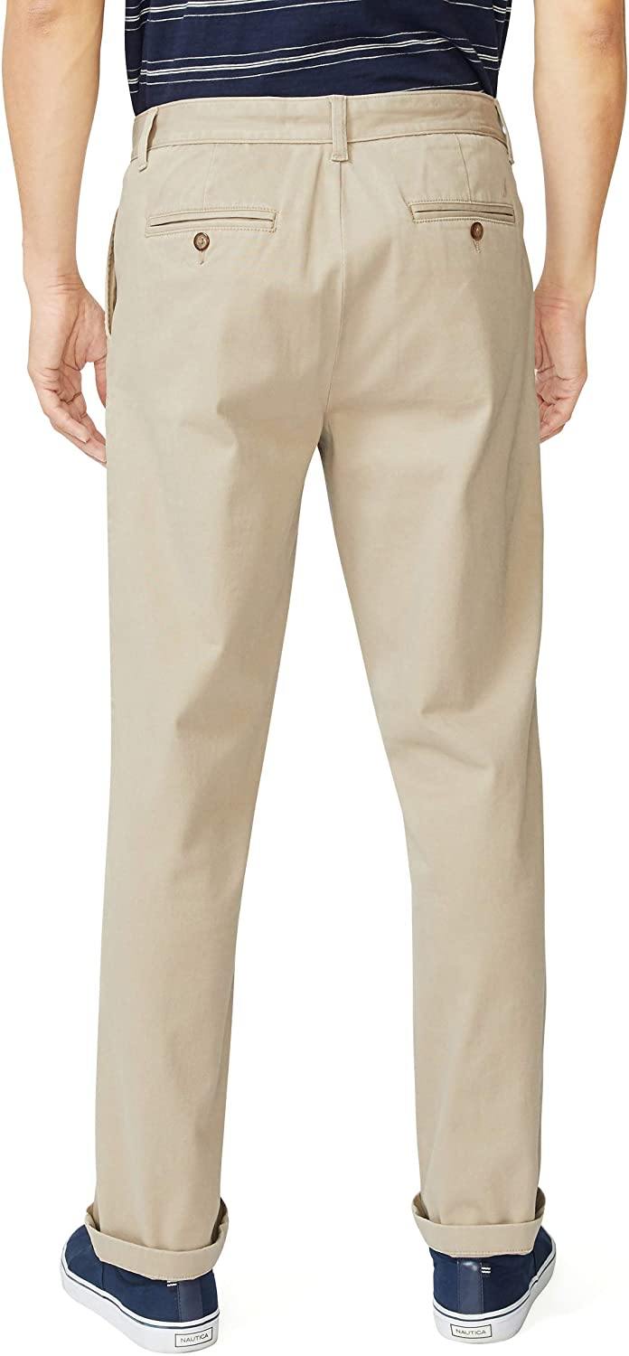 Nautica Men's Classic Fit Flat Front Stretch Solid Chino Deck Pant - JOY2ESpree