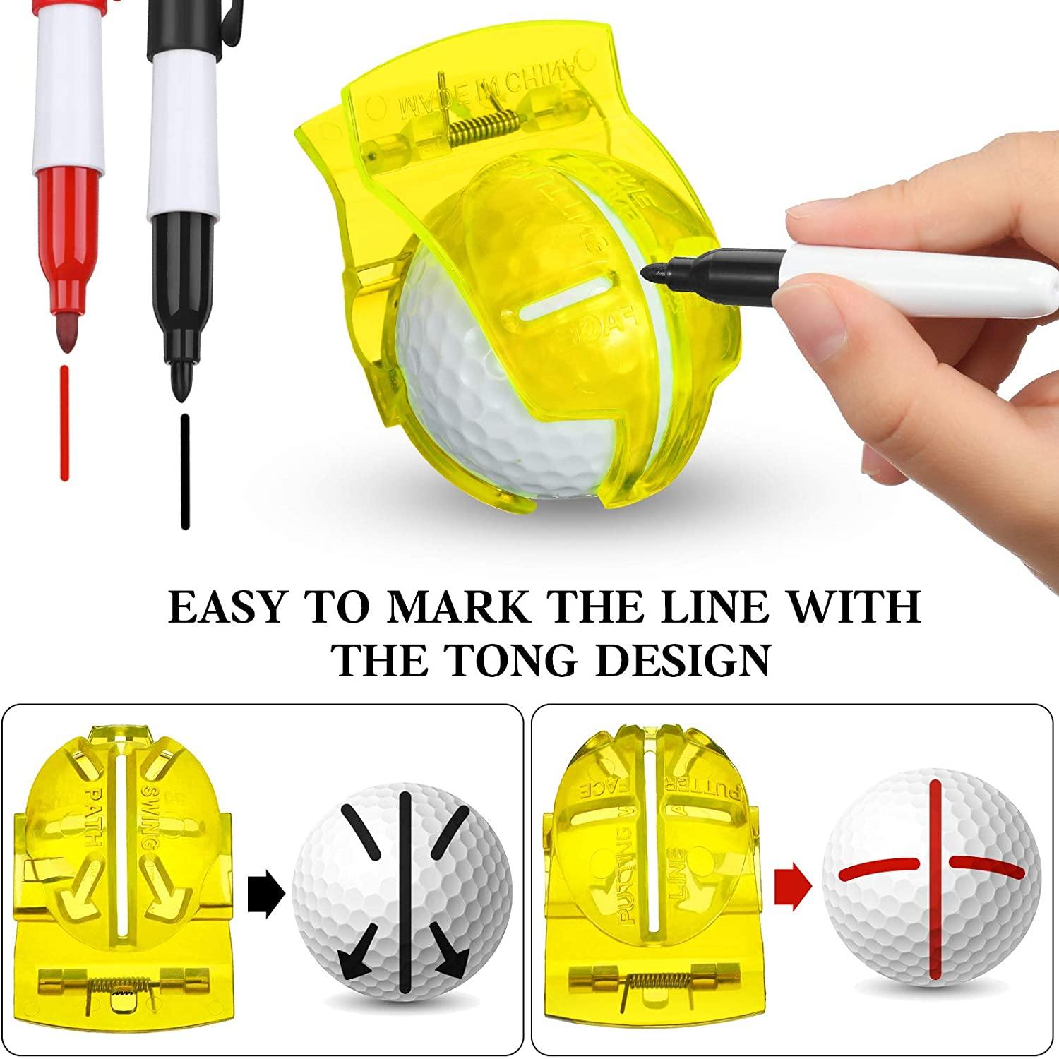 WILLBOND 2 Pieces Golf Ball Line Liner Drawing Marking Alignment Putting Tool and 2 Pieces Golf Ball Marker Pen, 4 Pieces Totally - JOY2ESpree