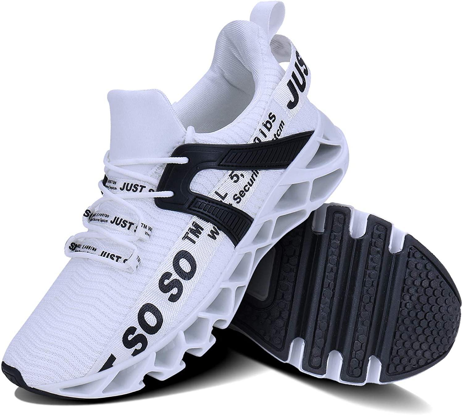JSLEAP Mens Running Shoes Walking Non Slip Blade Type Sneakers
