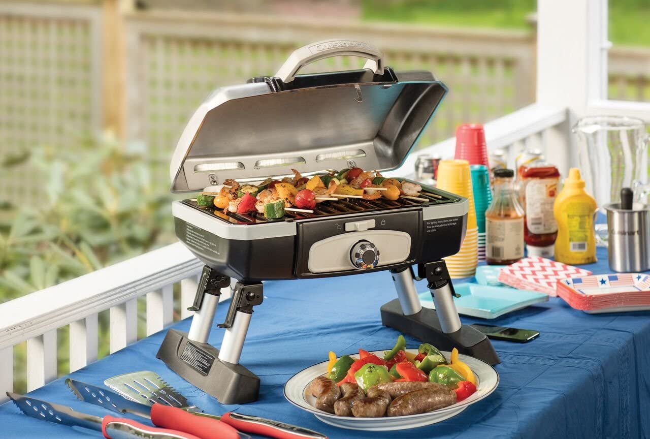 Cuisinart CGG-180T Petit Gourmet Portable Tabletop Propane Gas Grill, Red - JOY2ESpree