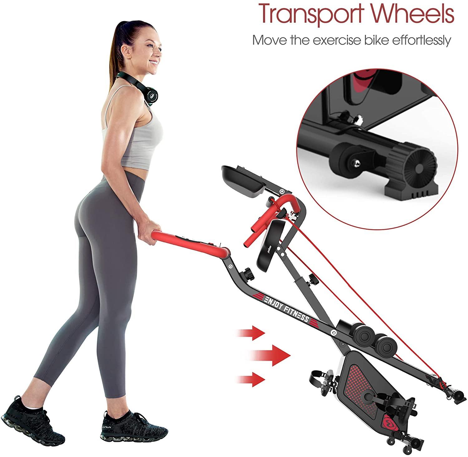 pooboo Folding Exercise Bike Indoor Cycling Bike Magnetic Upright Bike Stationary Bike - JOY2ESpree