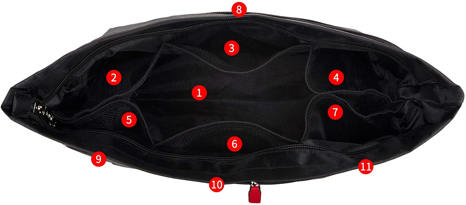 Vercord Purse Organizer Insert Bag Tote Handbags Pocketbook Inserts Organizers Zipper 11 Pockets Black Medium
