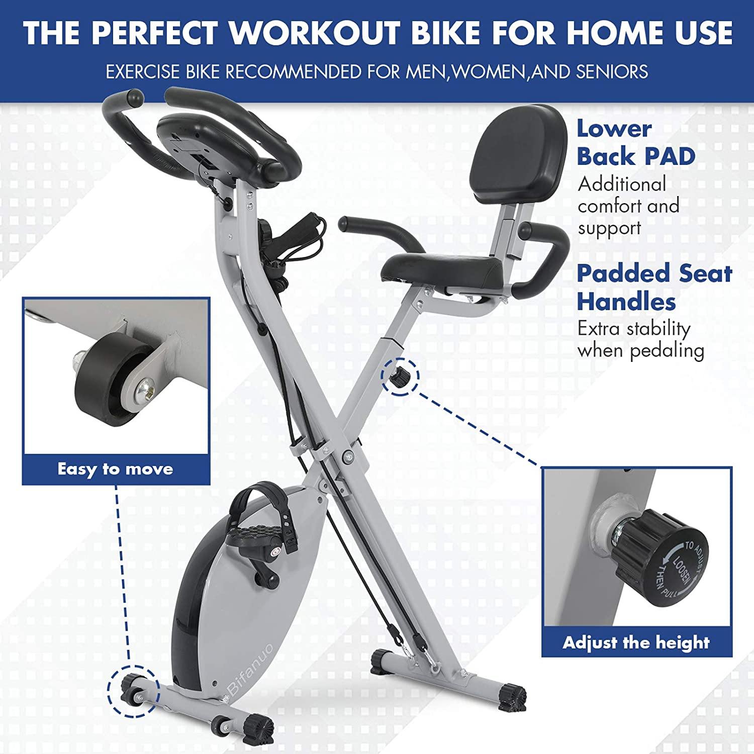 Exercise Bike Stationary Bike Foldable Magnetic Upright Recumbent Portable Fitness Cycle - JOY2ESpree