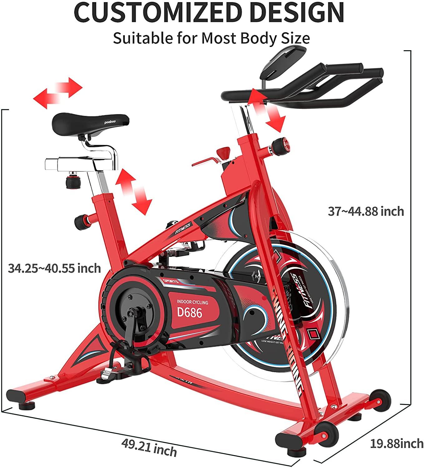 pooboo Exercise Bike Indoor, Belt Drive Cycling Bike Stationary - JOY2ESpree
