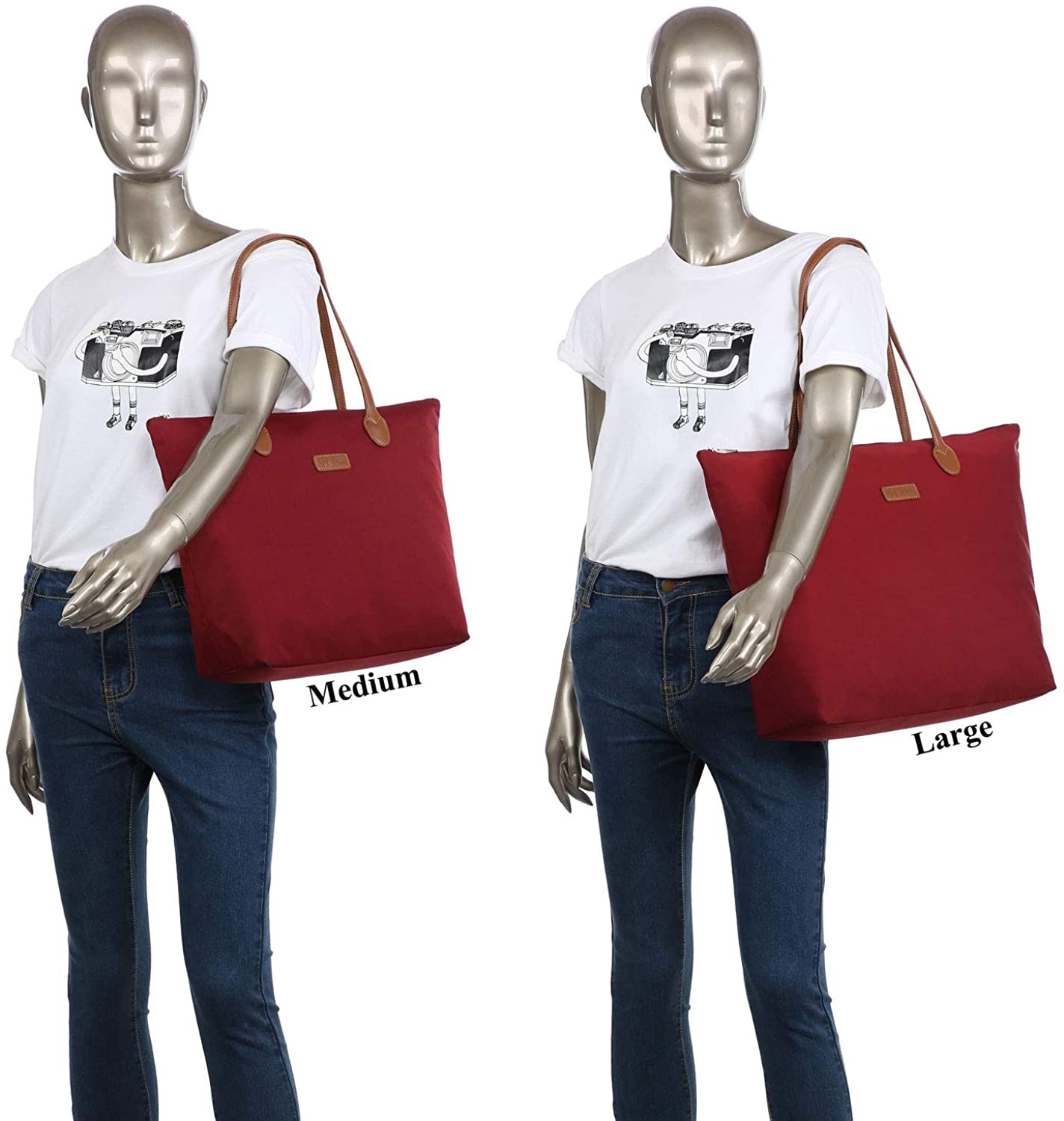 NNEE Water Resistant Light Weight Nylon Tote Bag Handbag