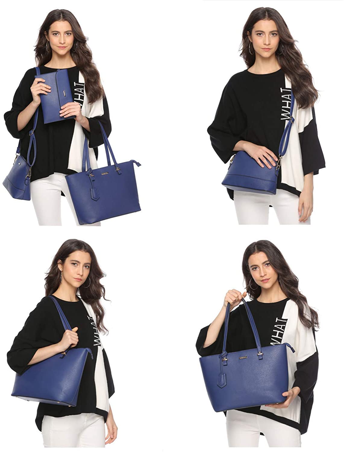 Women Fashion Handbags Wallet Tote Bag Shoulder Bag Top Handle Satchel Purse Set 4pcs