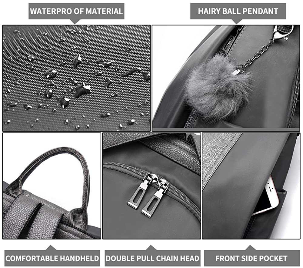 Women Backpack Purse Waterproof Nylon Anti-theft Rucksack Lightweight Shoulder Bag