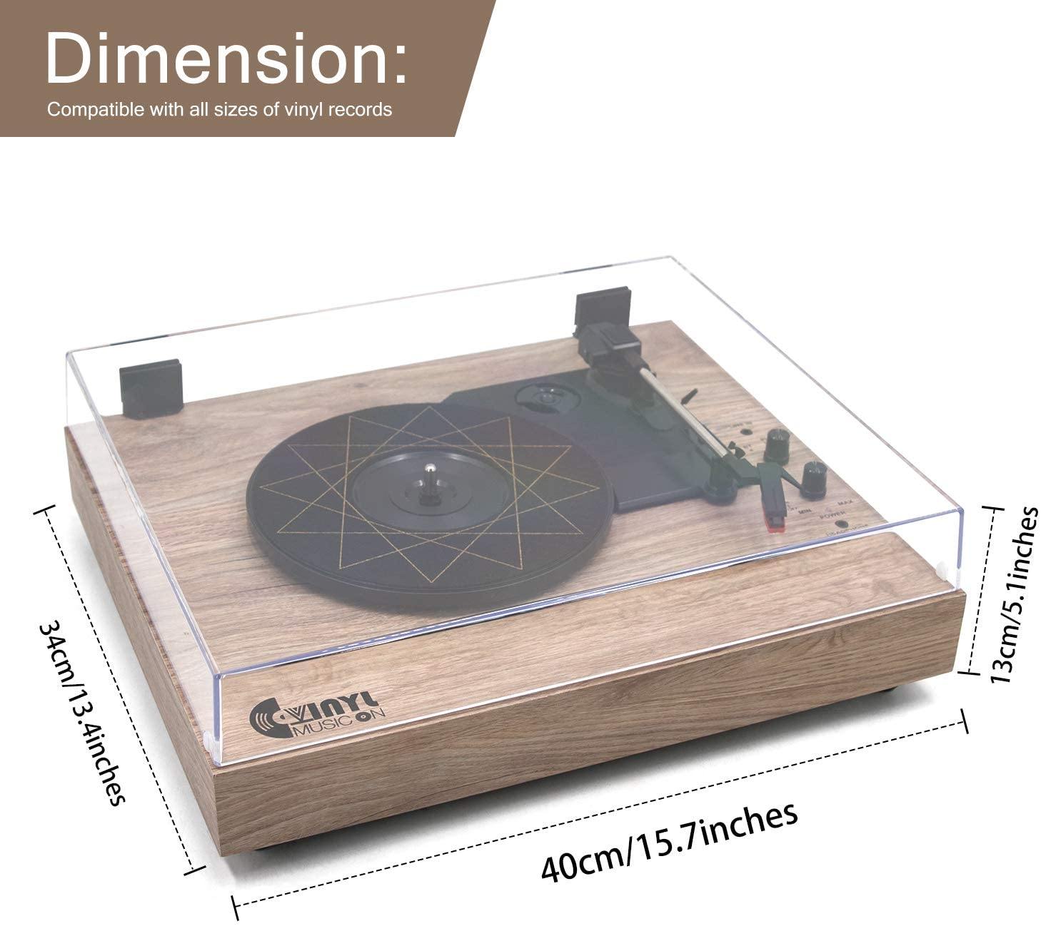 Retro Record Player for 33/45/78 RPM Vinyl Records,Bluetooth Belt-Drive Turntable - JOY2ESpree