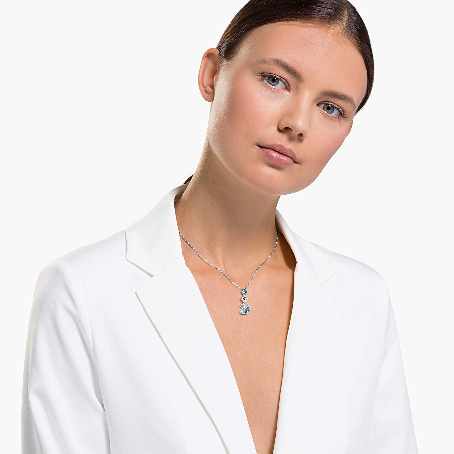 Swarovski Women's Dazzling Swan Necklace, Blue Crystals, Pink Crystals - JOY2ESpree