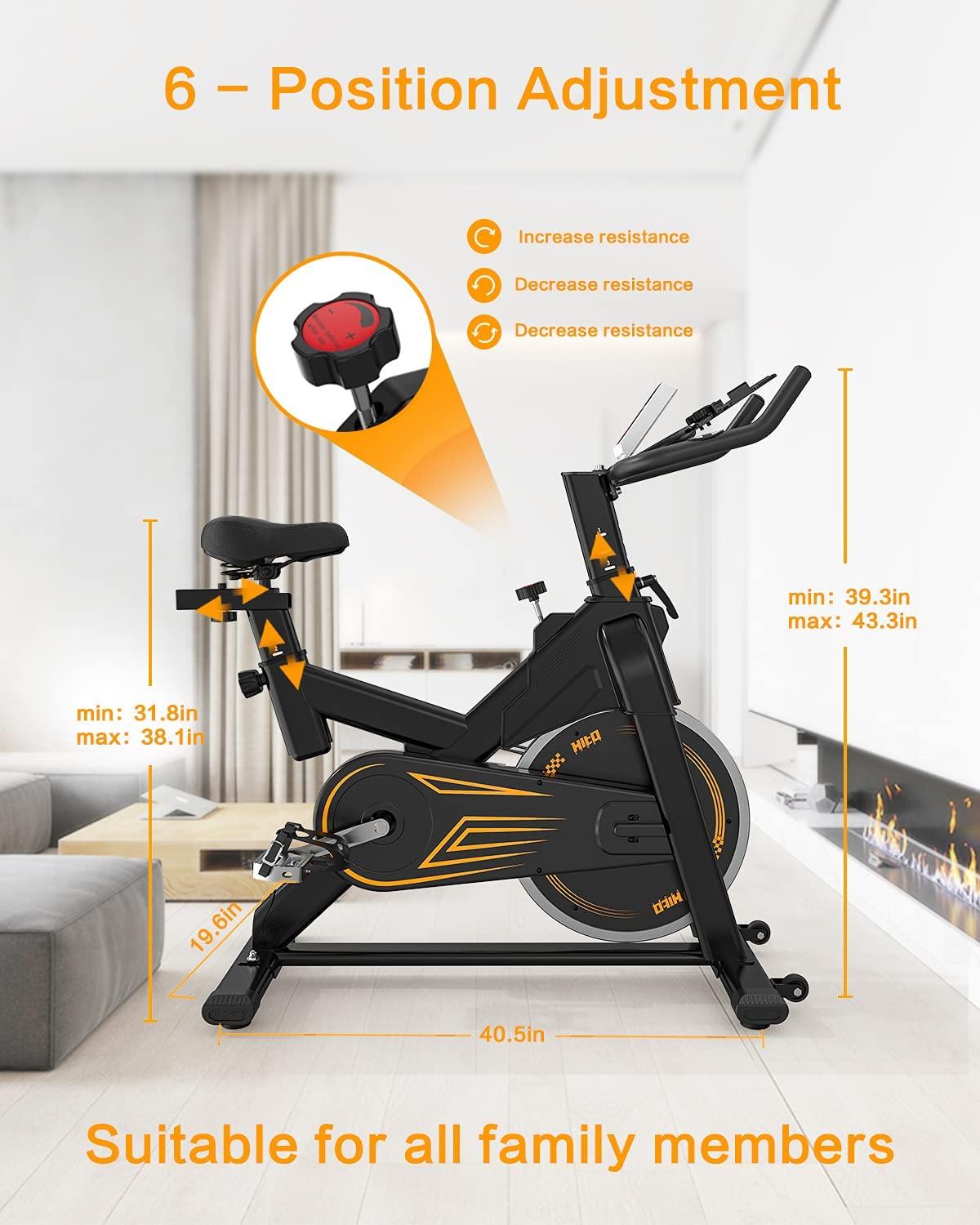 Indoor Cycling Bike Stationary - Exercise Bike for Home Cardio Workout with Comfortable Seat Cushion & Silent Belt Drive & Pad Holder - JOY2ESpree