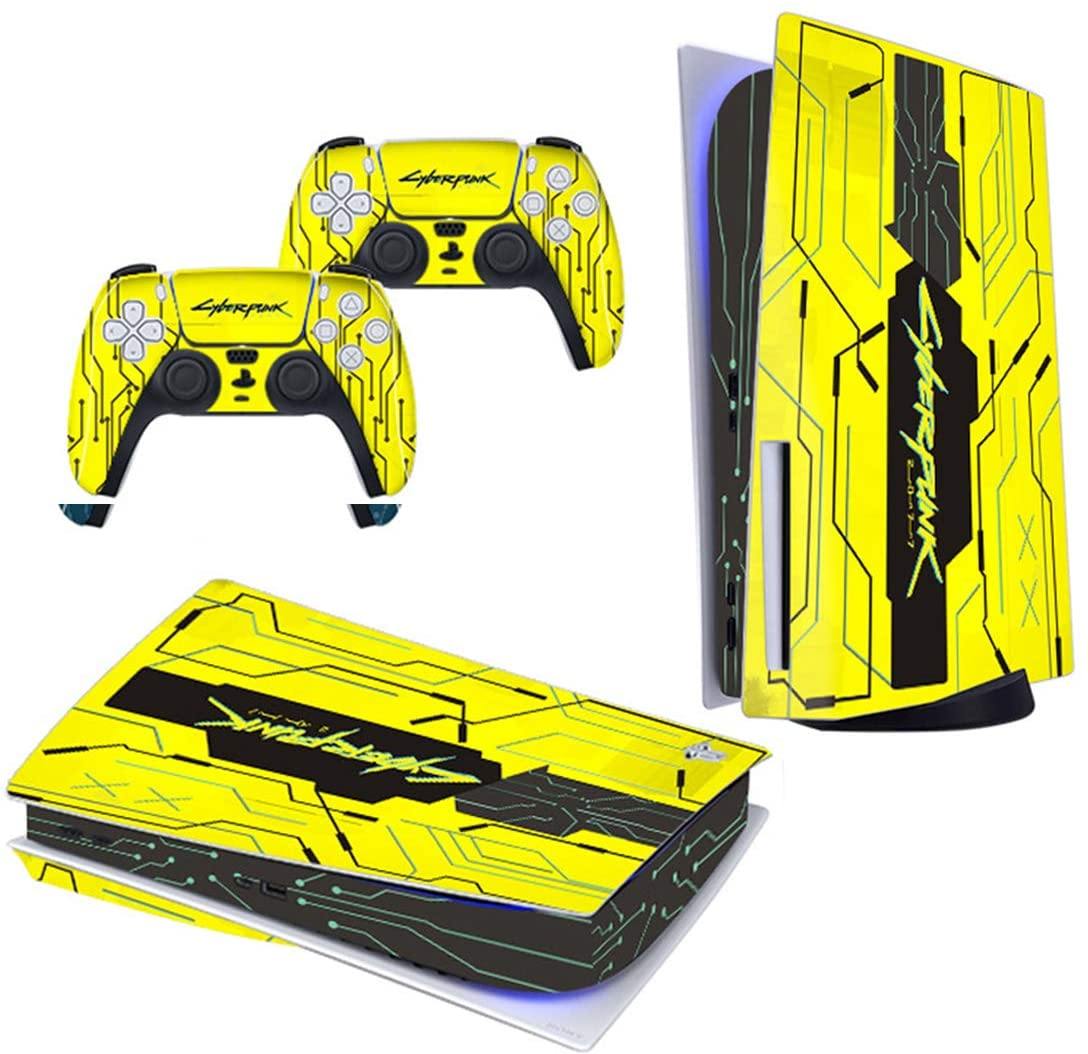 Skin for PS5 Disk Edition Playstation 5 Console and Controllers Skin Vinyl Sticker Decal Cover Stickers for PS5 Playstation 5 (Pikachu) - JOY2ESpree
