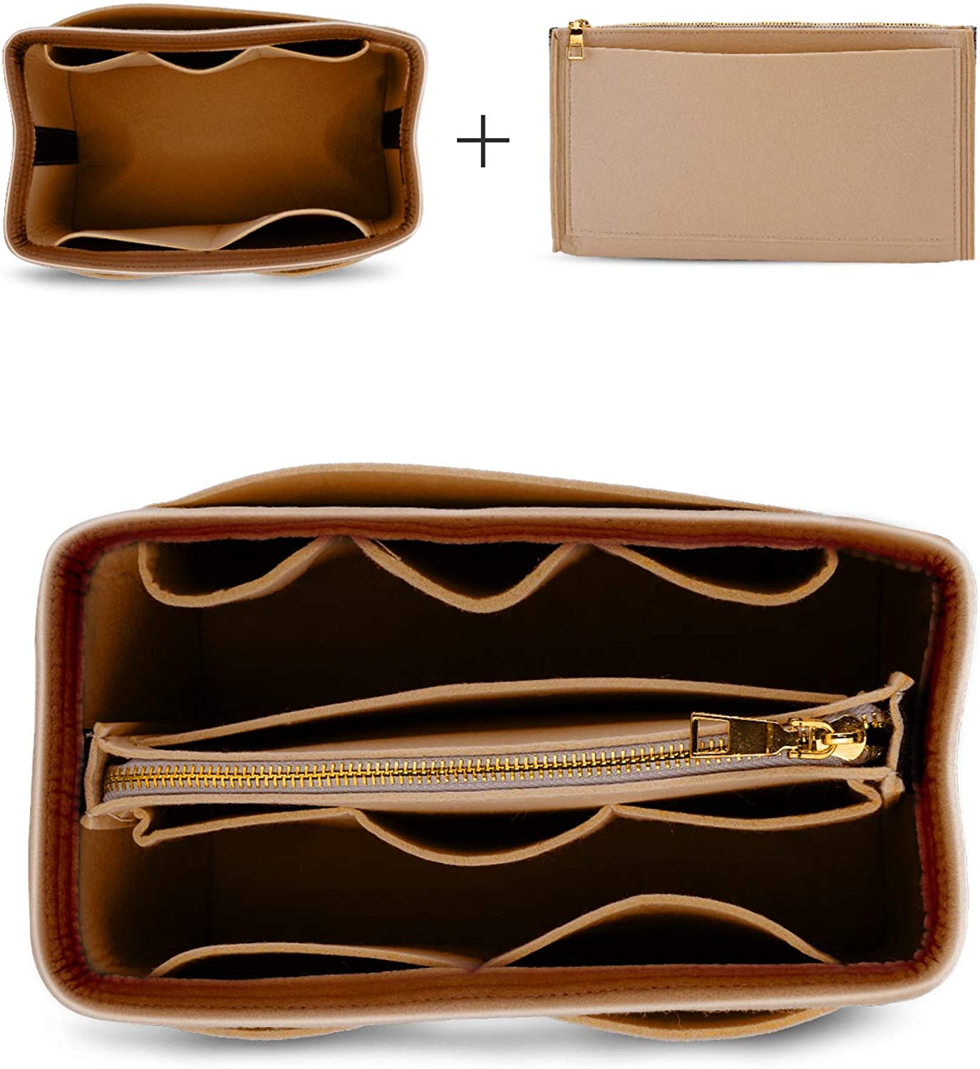 MA STRAP Felt Insert Organizer Bag Handbag Organizer Insert with Zipper Pouch for Speedy Neverfull Longchamp Tote