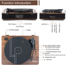 
                        
                          गैलरी व्यूवर में इमेज लोड करें, LP&amp;NO.1 Record Player, Classic Bluetooth Turntable with USB Recording - JOY2ESpree
                        
                      