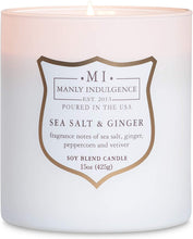 
                        
                          Load image into Gallery viewer, Manly Indulgence Sea Salt &amp; Ginger Scented Jar Candle, 15 Oz, White
                        
                      