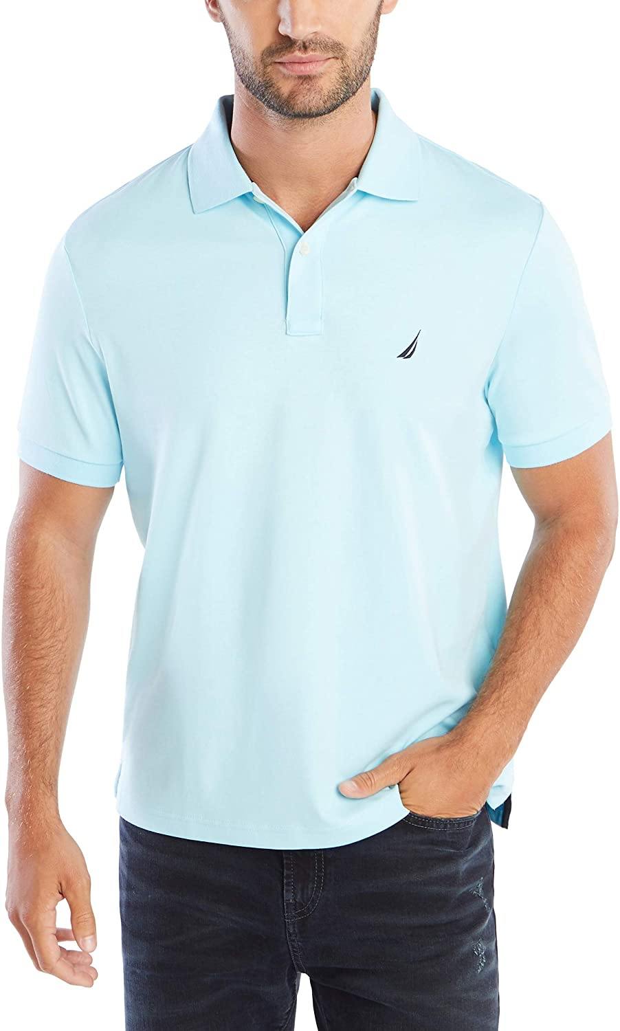 Nautica Men's Classic Fit Short Sleeve Solid Soft Cotton Polo Shirt - JOY2ESpree